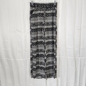 Joe B Size XS Black and White Patterned Wide-Leg Pants